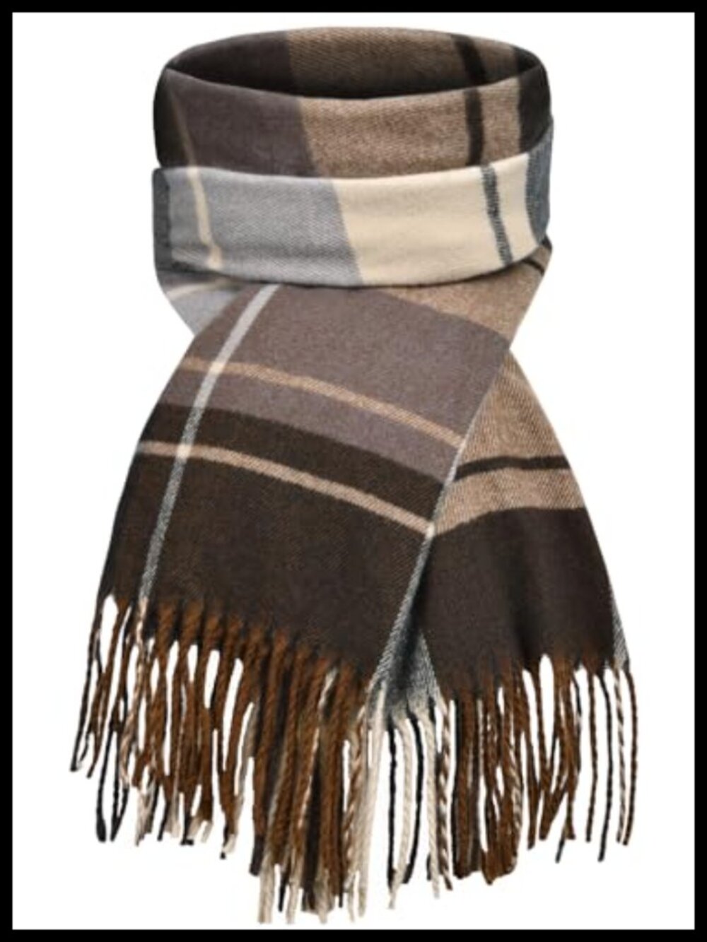 Long Plaid Blanket Scarf Shawl Wrap Women Oversized Tassel Winter